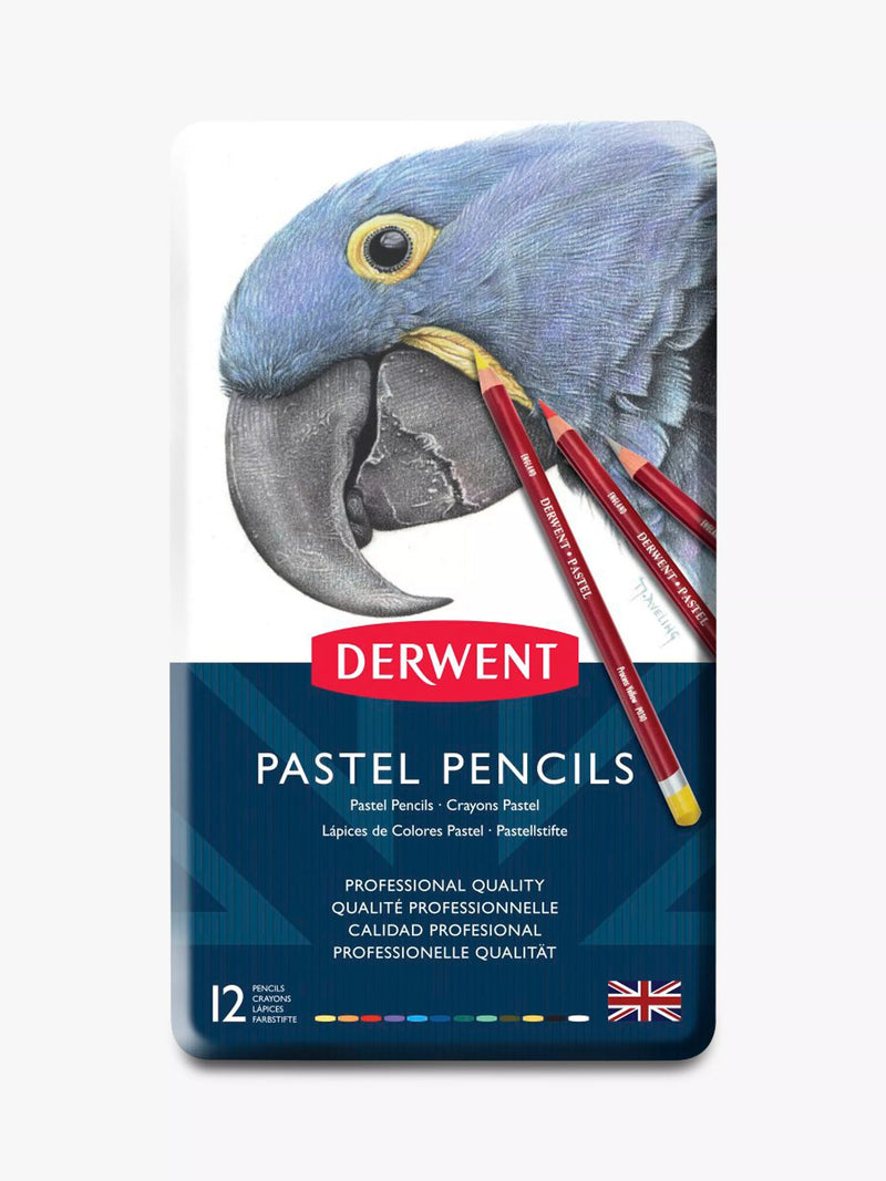 Derwent pastel pencils set of 12 in tin - British product