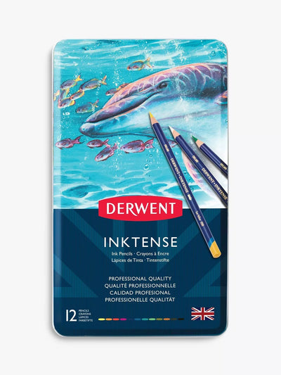 John Lewis Derwent Inktense Watercolour Ink Pencils Tin Set of 12- Buy online at McGrocer