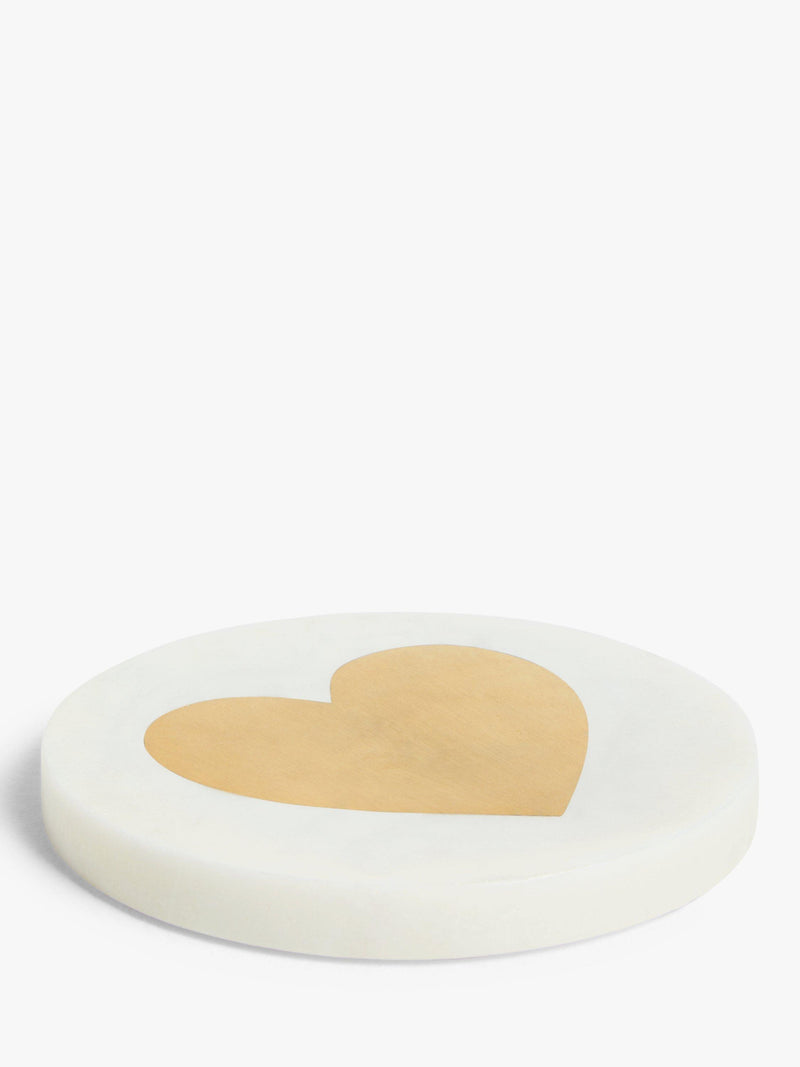 John Lewis white marble brass heart round coaster, UK version