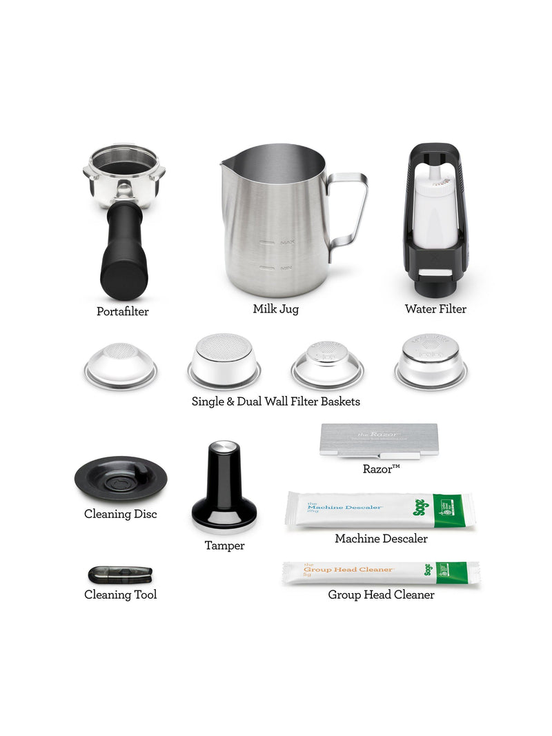 Sage Bambino Plus coffee machine brushed stainless steel, imported from the UK