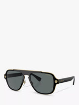 John Lewis Versace VE2199 Men's Polarised Geometric Sunglasses, Black/Grey- Buy online at McGrocer