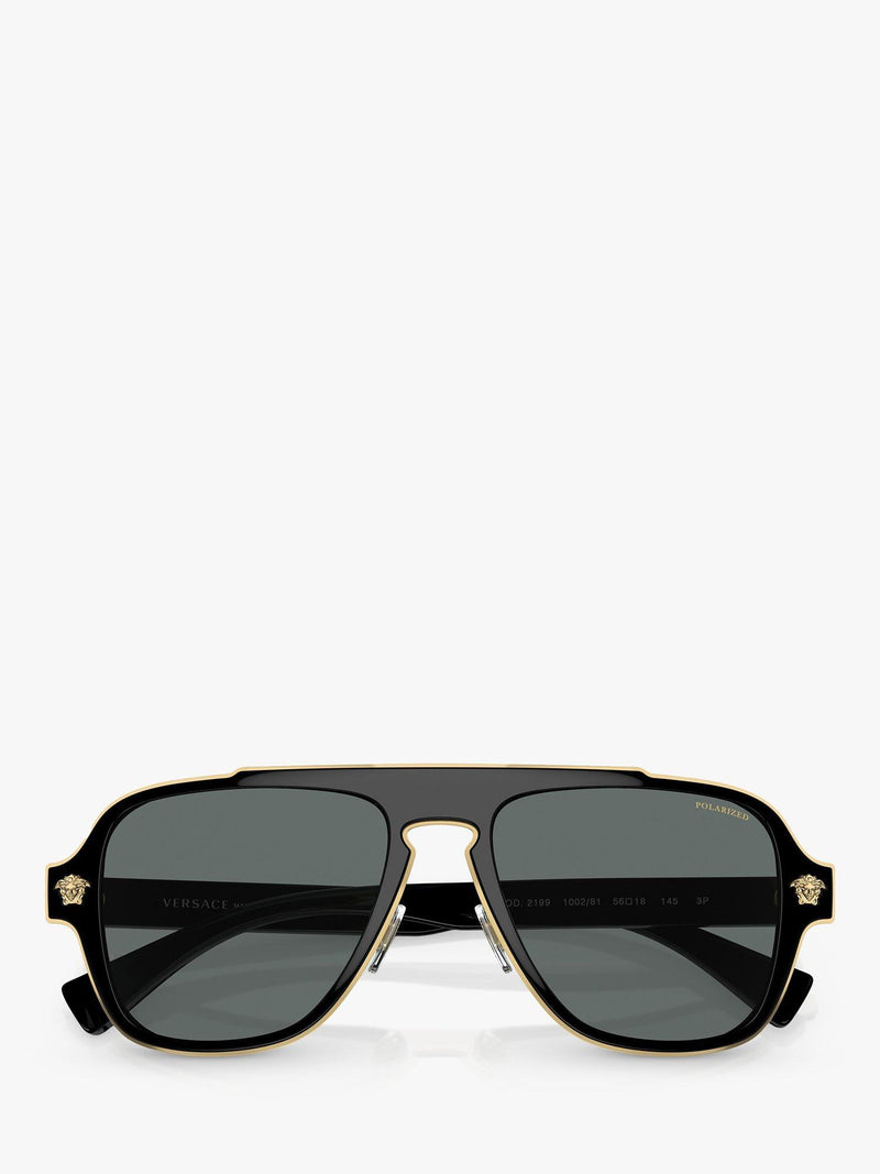 Versace sunglasses polarised geometric black grey 56mm, UK version