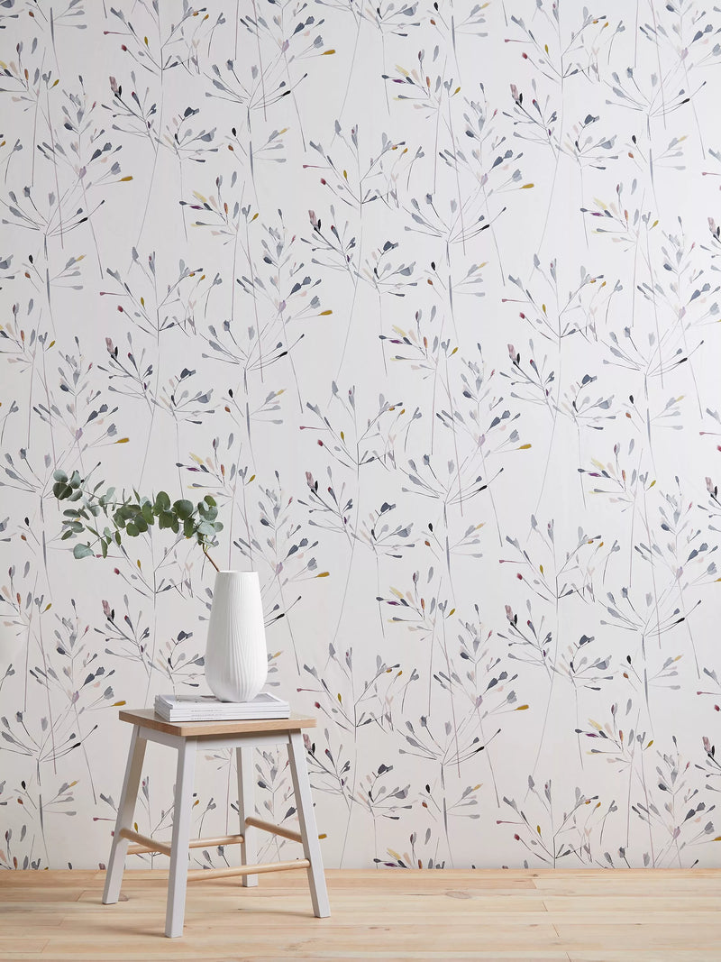 John Lewis Nerine floral wallpaper design with painted stems, UK version