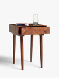 Swoon Franklin brown side table with geometric design, imported from the UK