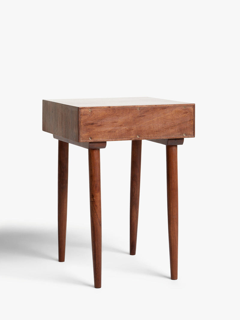 Swoon Franklin brown side table with geometric design, imported from the UK