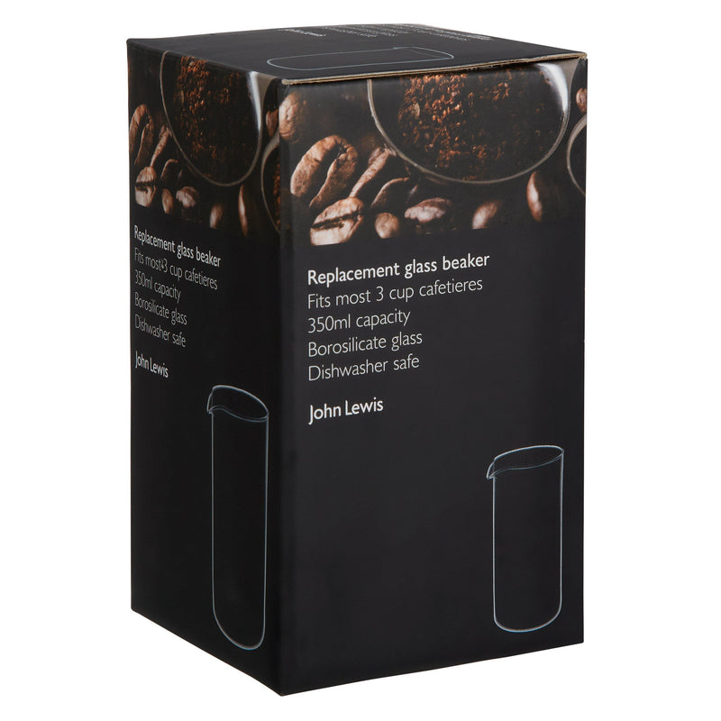 John Lewis 3-cup cafetiere glass beaker 350ml clear, UK version