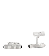 Harrods Dunhill Silver and Onyx Hobnail Ingot Cufflinks- Buy online at McGrocer