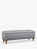 John Lewis Rouen Upholstered Ottoman Storage Box, Brushed Tweed Grey