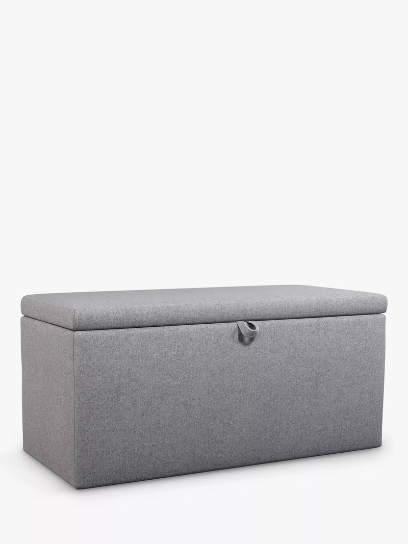 John Lewis Emily Upholstered Ottoman Storage Box, Brushed Tweed Grey