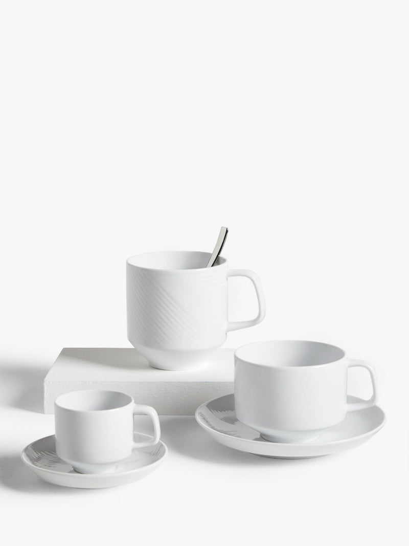 John Lewis white porcelain cup and saucer set 275ml - British product