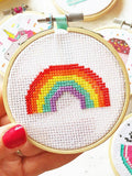 The Make Arcade mini rainbow cross stitch kit, UK version