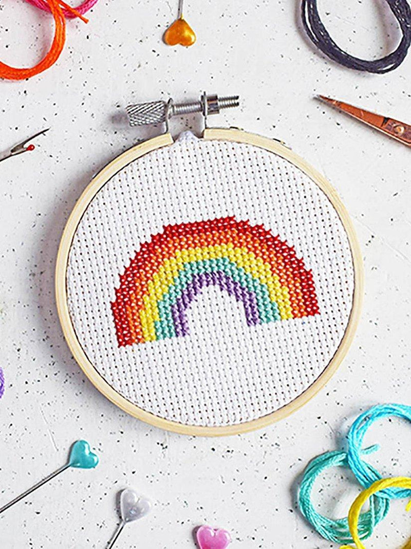 The Make Arcade mini rainbow cross stitch kit, UK version
