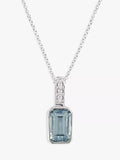 E.W Adams pendant necklace aquamarine diamond 9ct white gold, UK version