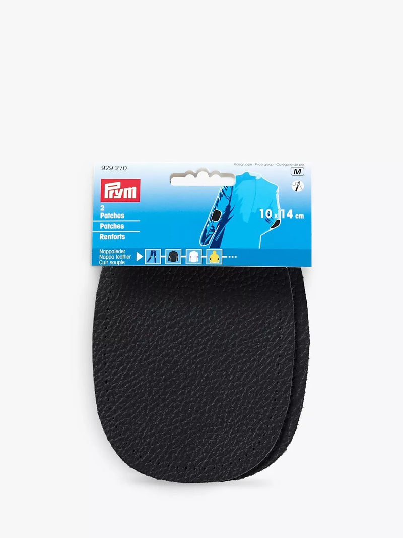 Prym leather oval patches pack of 2 black, imported from the UK