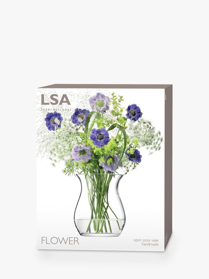 Clear glass flower posy vase by LSA International, 23cm tall, UK version