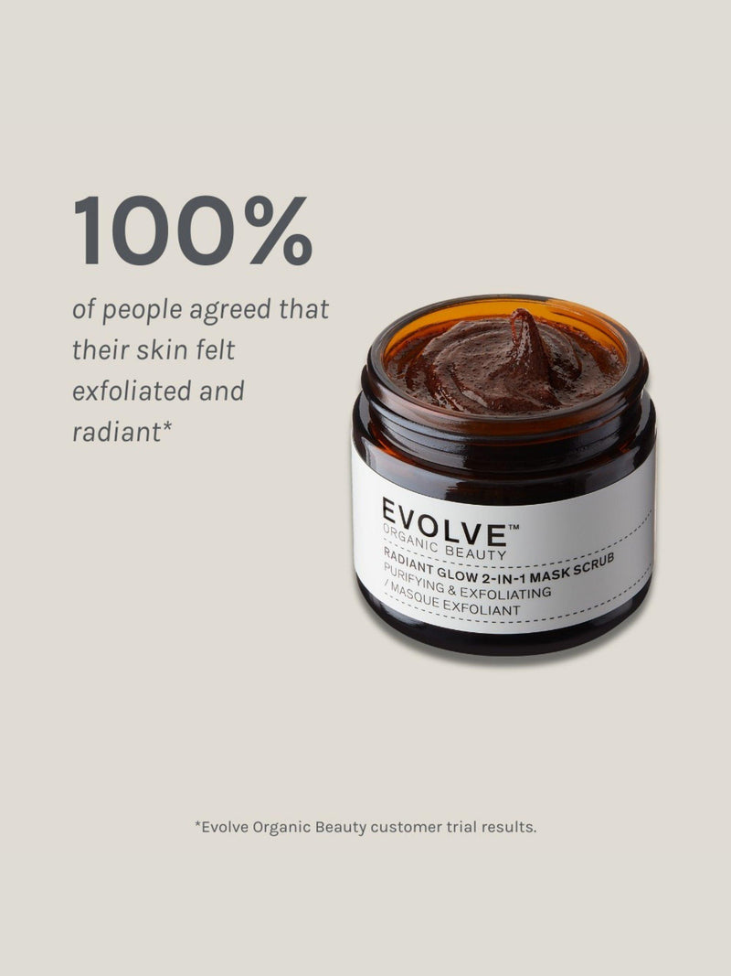 Evolve Organic Beauty Radiant Glow 2-in-1 Mask Scrub 60ml - British product