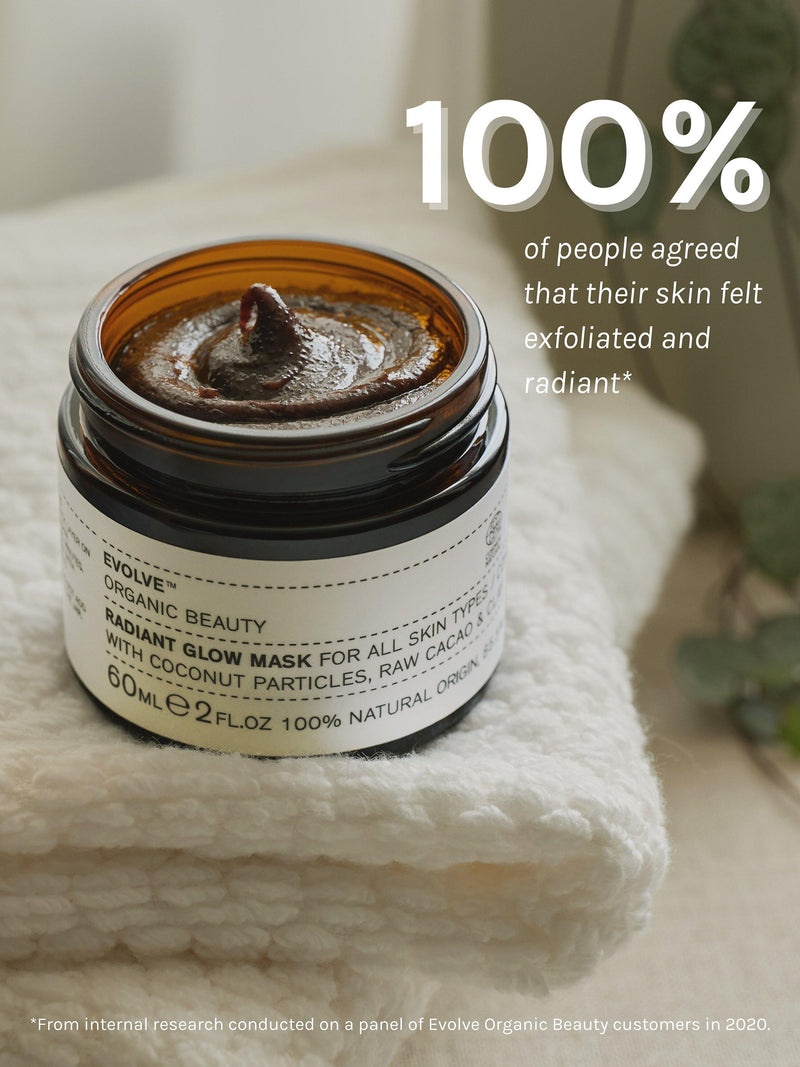 Evolve Organic Beauty Radiant Glow 2-in-1 mask and scrub, 60ml - British product