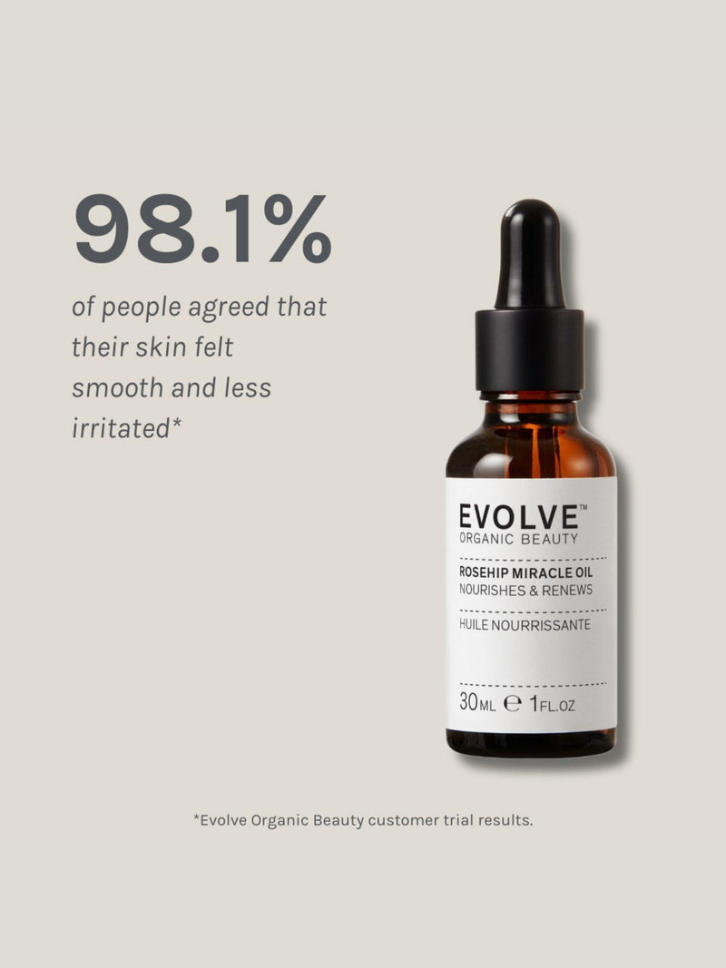 Evolve Organic Beauty Rosehip Miracle Oil 30ml, imported from the UK