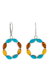 John Lewis Be-Jewelled Turquoise and Amber Circle Drop Earrings, Silver/Multi- Buy online at McGrocer