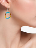 Be-Jewelled turquoise amber circle drop earrings sterling silver - British product