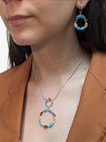 Be-Jewelled turquoise amber pendant necklace silver, imported from the UK