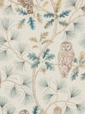 Sanderson Owlswick wide-width snowy owl wallpaper design (British brand)