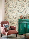 Sanderson Owlswick wide-width snowy owl wallpaper design (British brand)