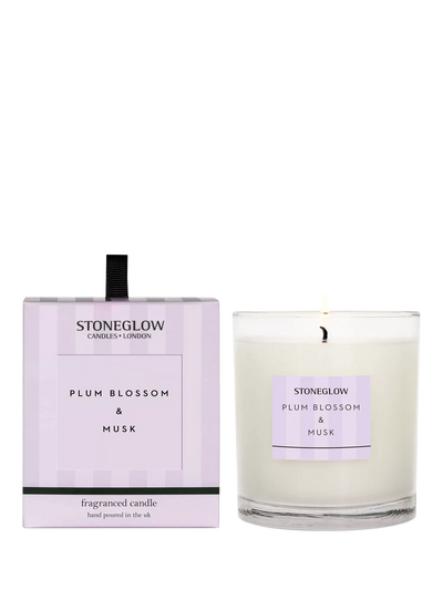 John Lewis Stoneglow Modern Classic Plum Blossom & Musk Scented Candle 200g- Buy online at McGrocer