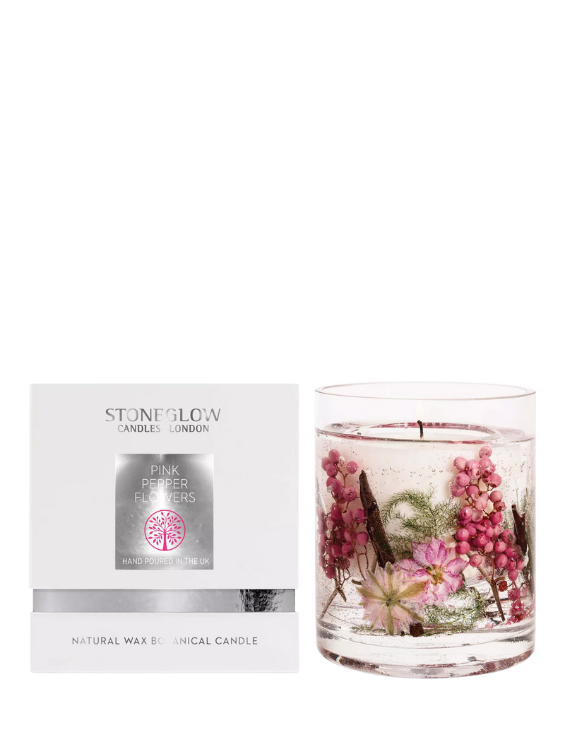 Stoneglow Pink Pepper Flowers scented gel candle 160g (British brand)