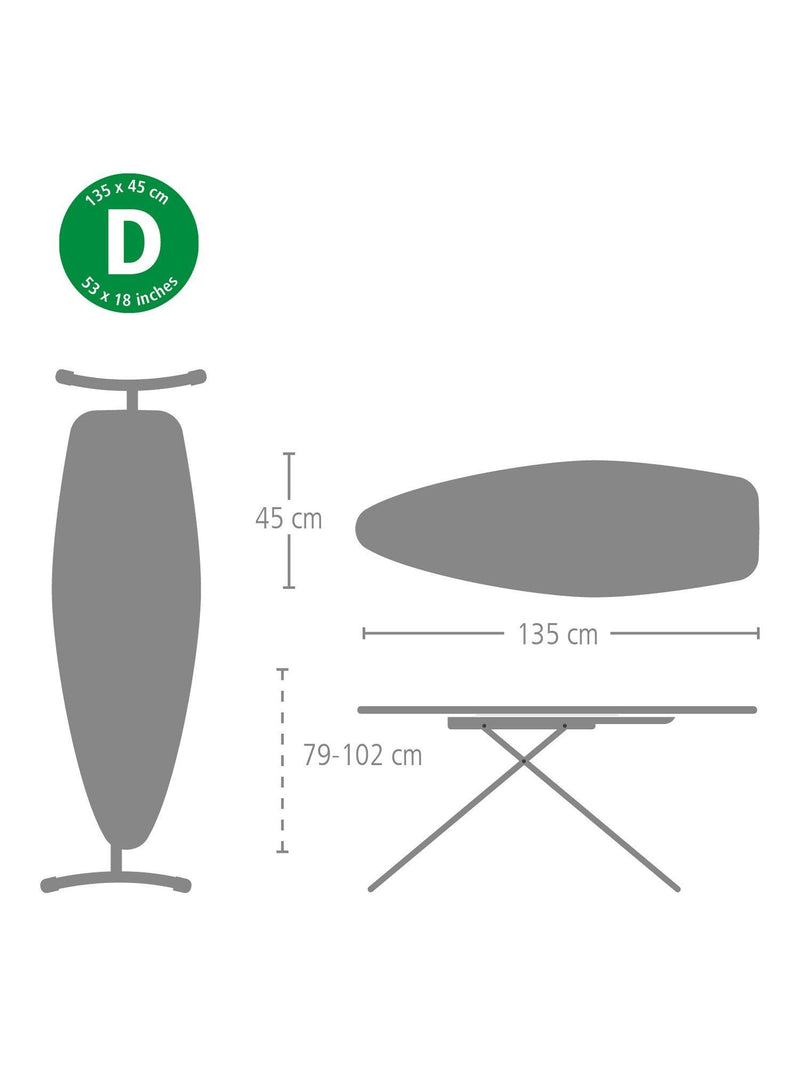 Brabantia Titan ironing board L135 x W45cm (British brand)