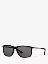 John Lewis Emporio Armani EA4058 Women's Polarised Rectangular Sunglasses Matte Black Grey 58mm- Buy online at McGrocer