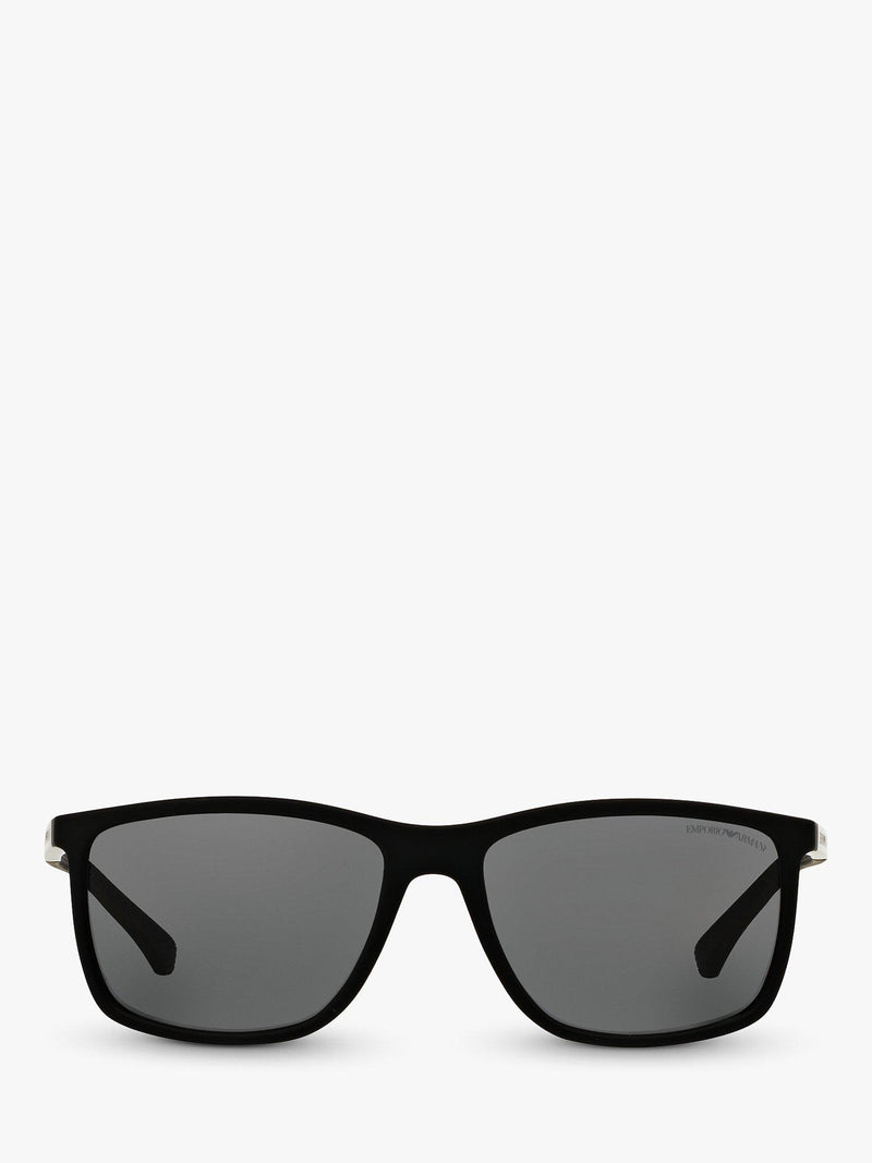 Emporio Armani rectangular polarised sunglasses matte black grey, imported from the UK