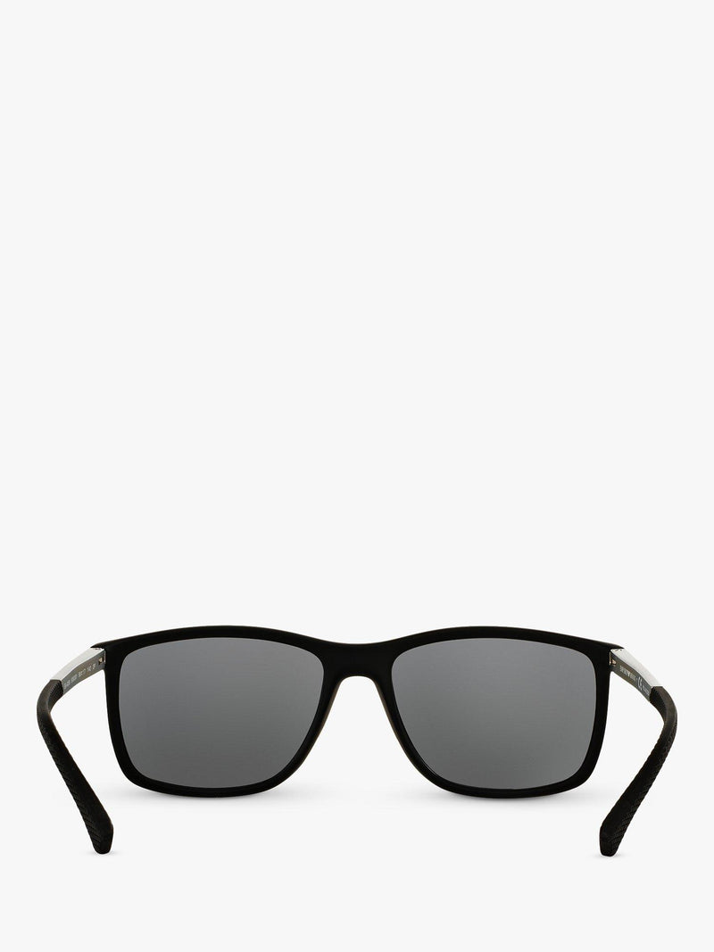 Emporio Armani rectangular polarised sunglasses matte black grey, imported from the UK