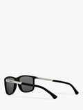 Emporio Armani rectangular polarised sunglasses matte black grey, imported from the UK