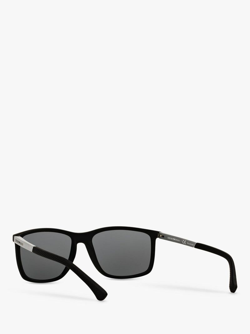 Emporio Armani rectangular polarised sunglasses matte black grey, imported from the UK