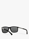Emporio Armani rectangular polarised sunglasses matte black grey, imported from the UK