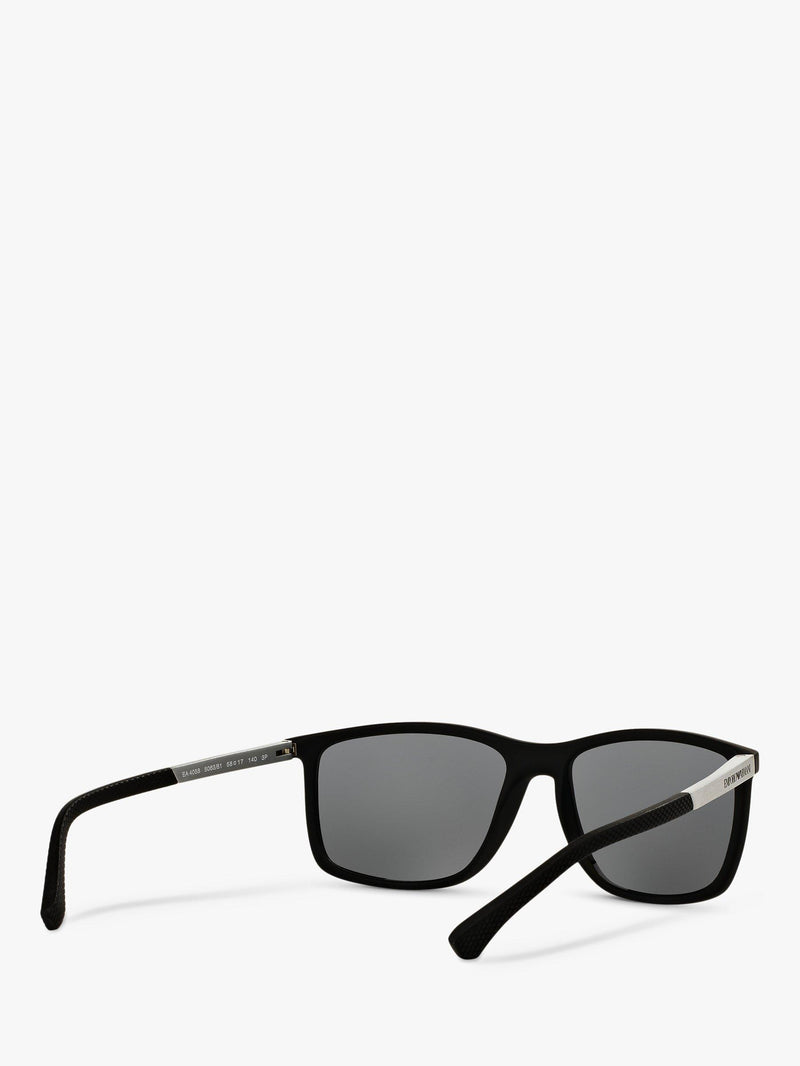 Emporio Armani rectangular polarised sunglasses matte black grey, imported from the UK
