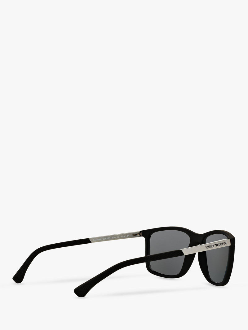 Emporio Armani rectangular polarised sunglasses matte black grey, imported from the UK