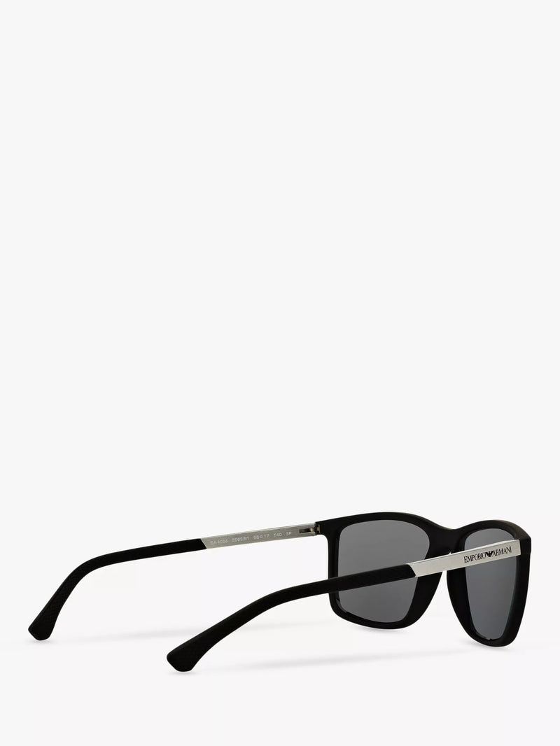 Emporio Armani rectangular polarised sunglasses matte black grey, imported from the UK