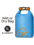 Go Travel Wet/Dry Bag 5L with roll-top closure - British product