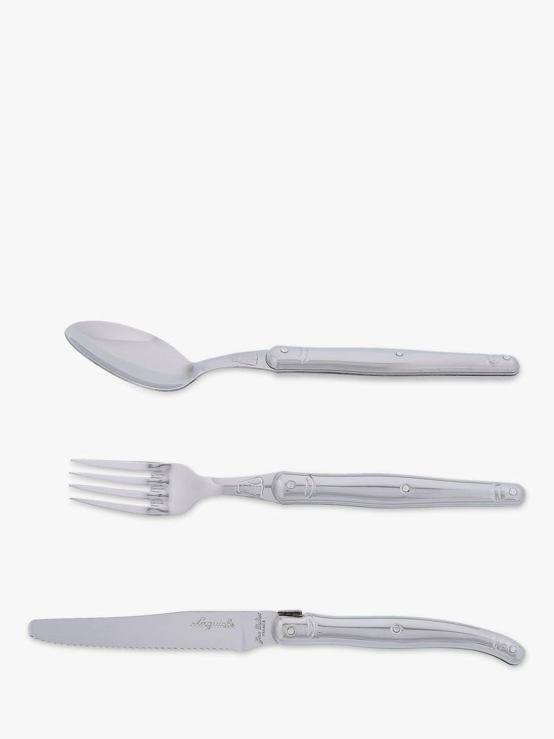 Laguiole 18-piece stainless steel cutlery set with wood tray, UK version