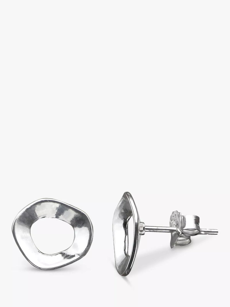 Nina B silver stud earrings irregular circle (British brand)