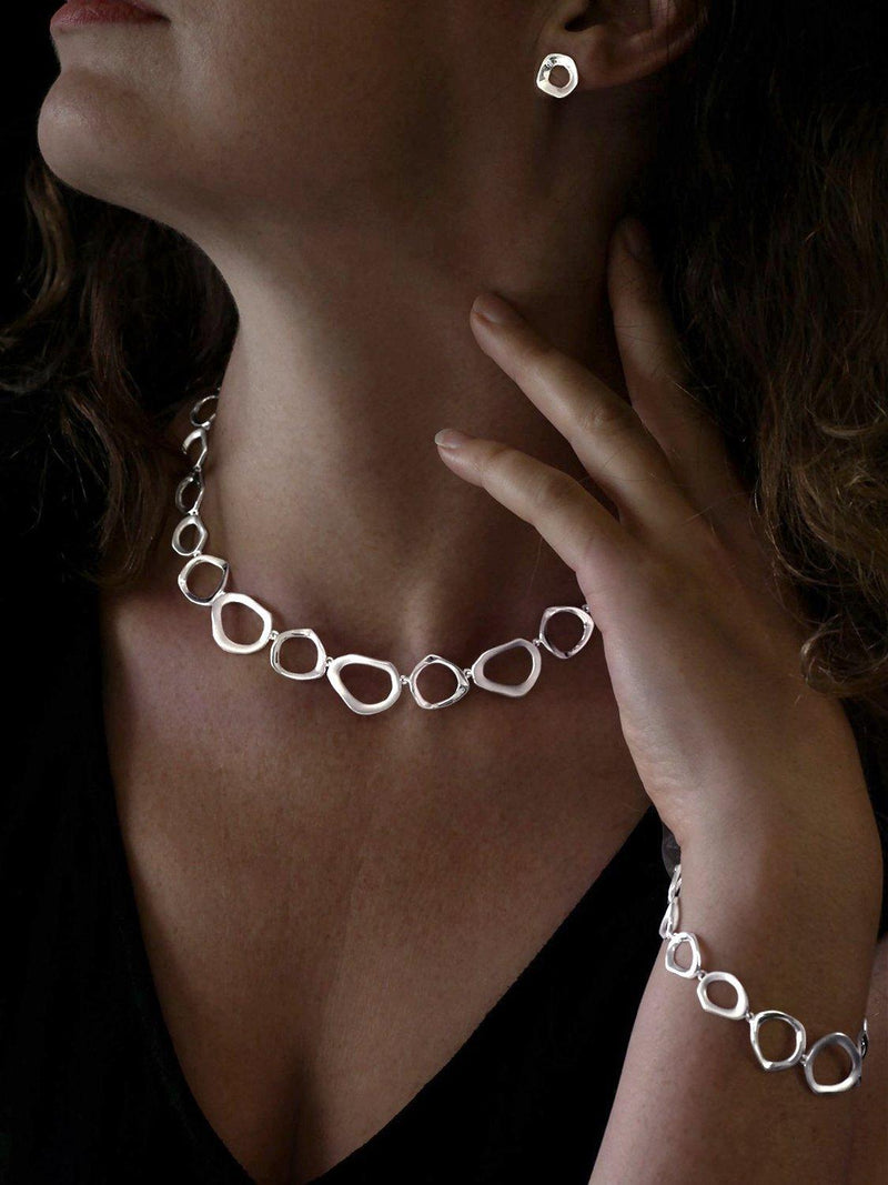 Nina B sterling silver open link necklace 45cm (British brand)