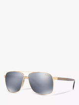 John Lewis Versace VE2174 Men's Polarised Square Sunglasses, Gold/Mirror Grey- Buy online at McGrocer