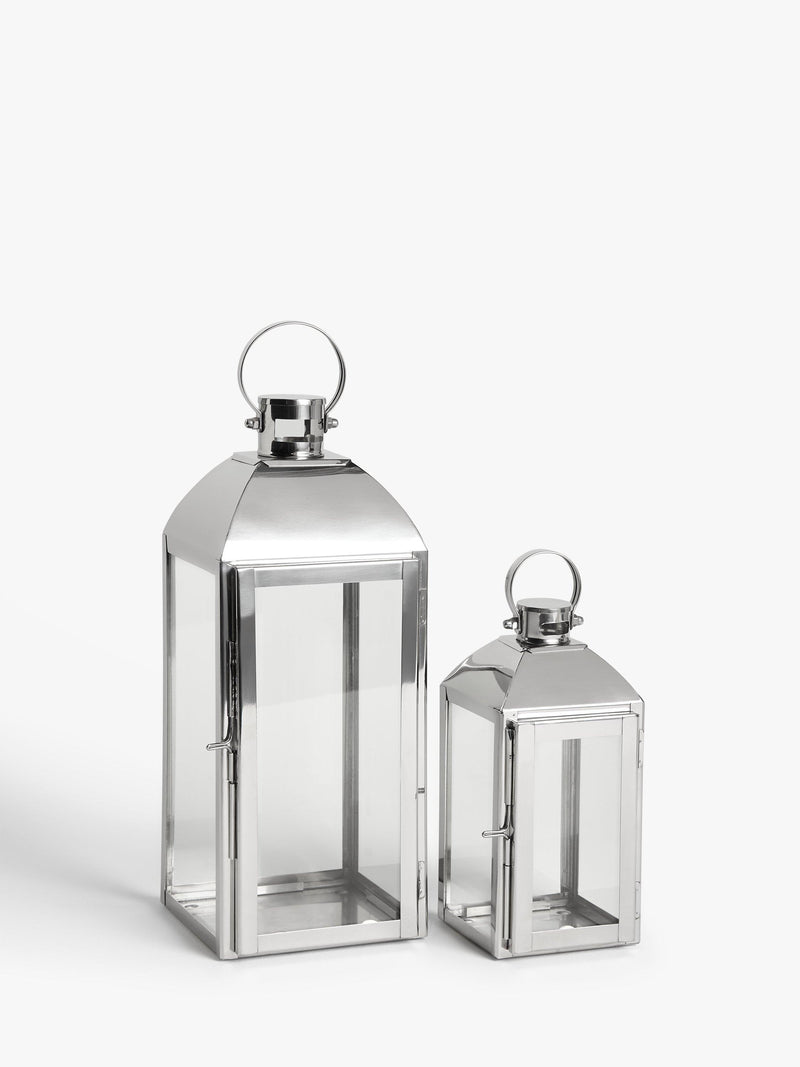 Stainless Steel Lantern Candle Holders Set of 2