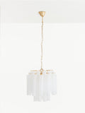 John Lewis Helix gold chandelier with frosted glass flutes (British brand)
