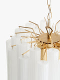 John Lewis Helix gold chandelier with frosted glass flutes (British brand)