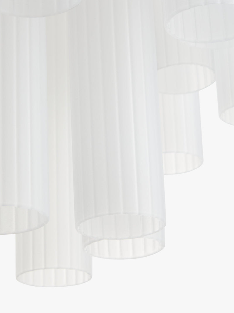 John Lewis Helix gold chandelier with frosted glass flutes (British brand)
