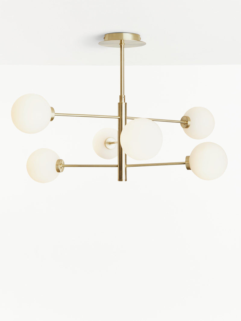 John Lewis Parity 6 arm ceiling light with glass globe shades - British product