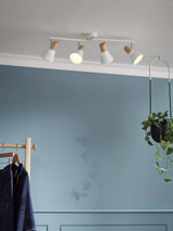 John Lewis John Lewis SES LED 4 Spotlight Ceiling Bar, White/Wood- Buy online at McGrocer